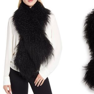 Ugg scarf shaggy Mongolian shearling black